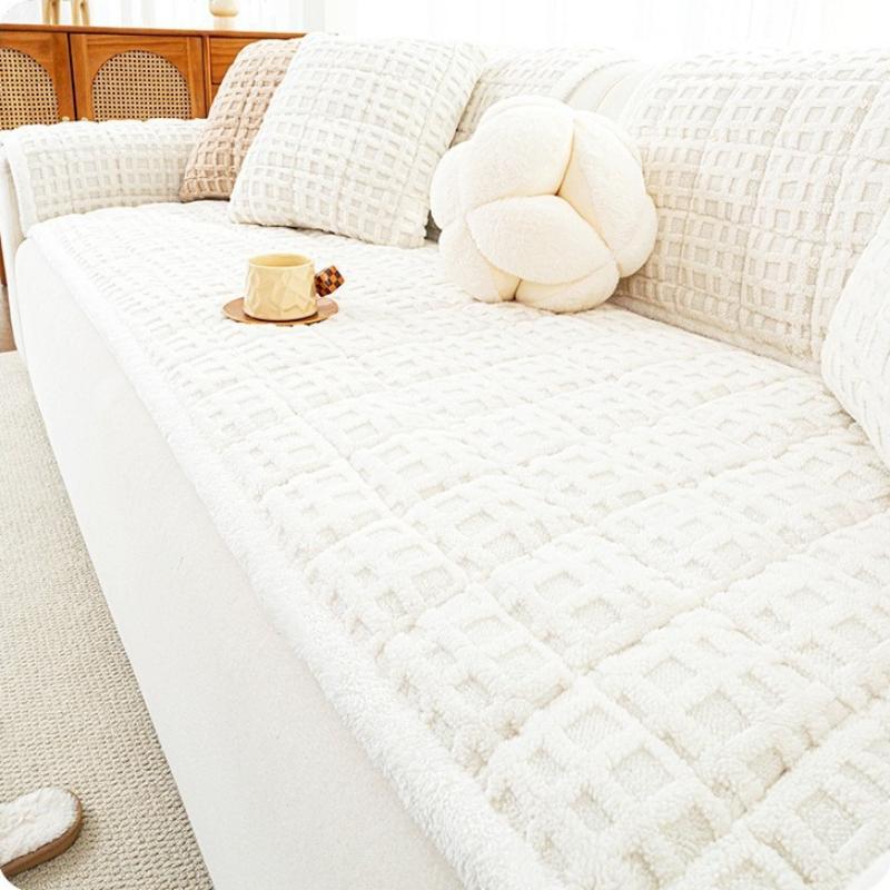 Осенне-зимний плюшевый чехол на диван, жаккардовый, противоскользящий, толстый, теплый, однотонный, простой и удобный, приятный для кожи, подушка для дивана