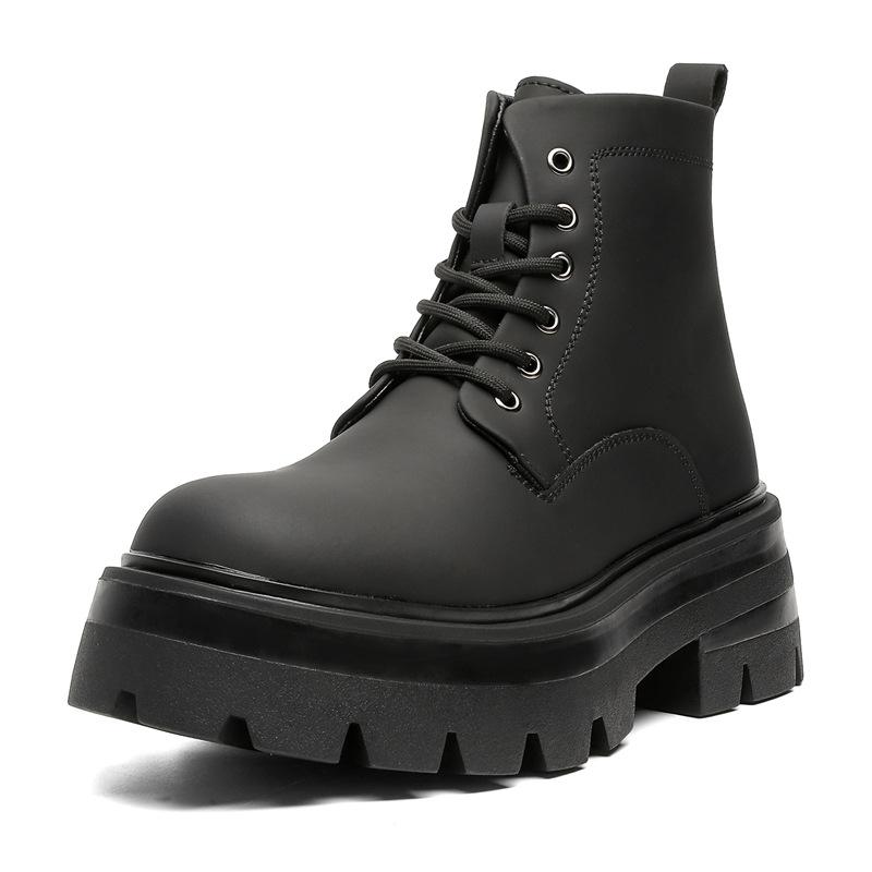 2024 men's Martin boots high-top lace-up heightening British style autumn and winter velvet tooling versatile boots 70077-J