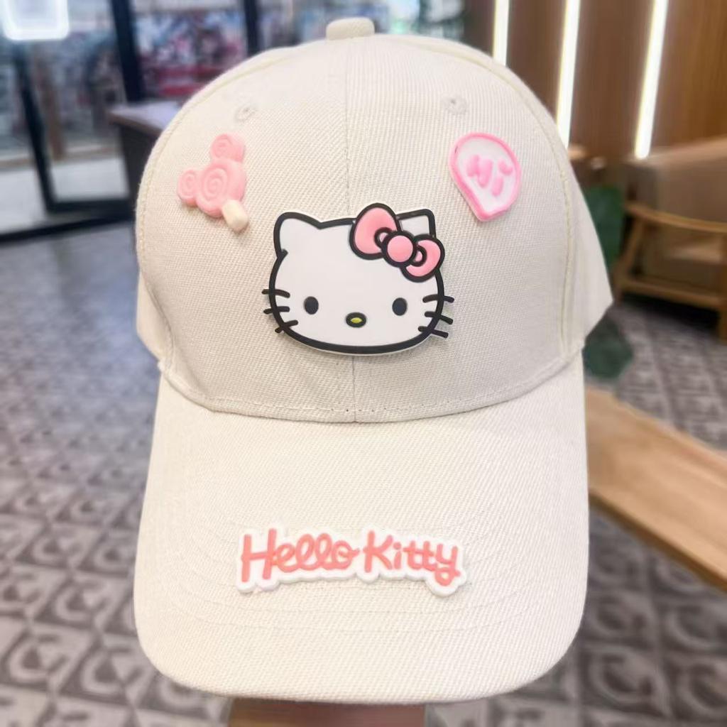 Милая мультяшная бейсболка Hello Kitty Для женщин студентов детей Однотонная Девочки Кепка с козырьком На открытом воздухе Мягкий хлопок Козырьки от солнца Кепка