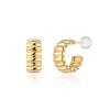 Yellow Timeless Volume Pattern Hoop Pin 14K Gold Pin Earrings