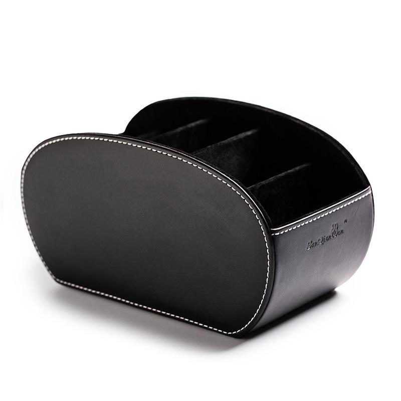 Multifunctional 5 Grid Desktop Pu Leather Organizer Remote Control Storage Box Cosmetics Makeup Brush Holder Sundries Stand