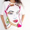 Women Summer Girl Print Cotton Oversized T Shirt Short Sleeve Long Tee Shirt Wear Top