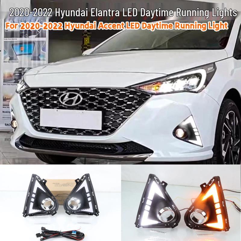 Hyundai Accent 2020-2022 LED Daytime Running Front Bumper Lights.