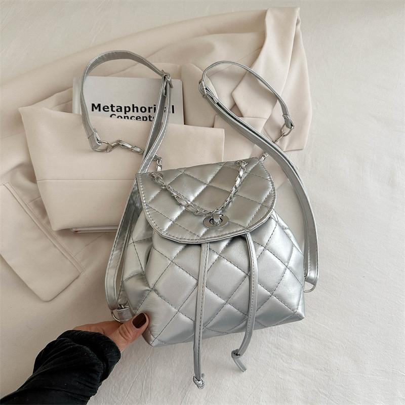Stylish Spring Summer Fashion Backpack For Women In Black Blue Silver White Pu Material
