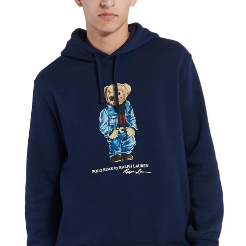 Мужские толстовки с капюшоном Polo Ralph Lauren FW22 Bear Print Drawstring Blue 710853309-001