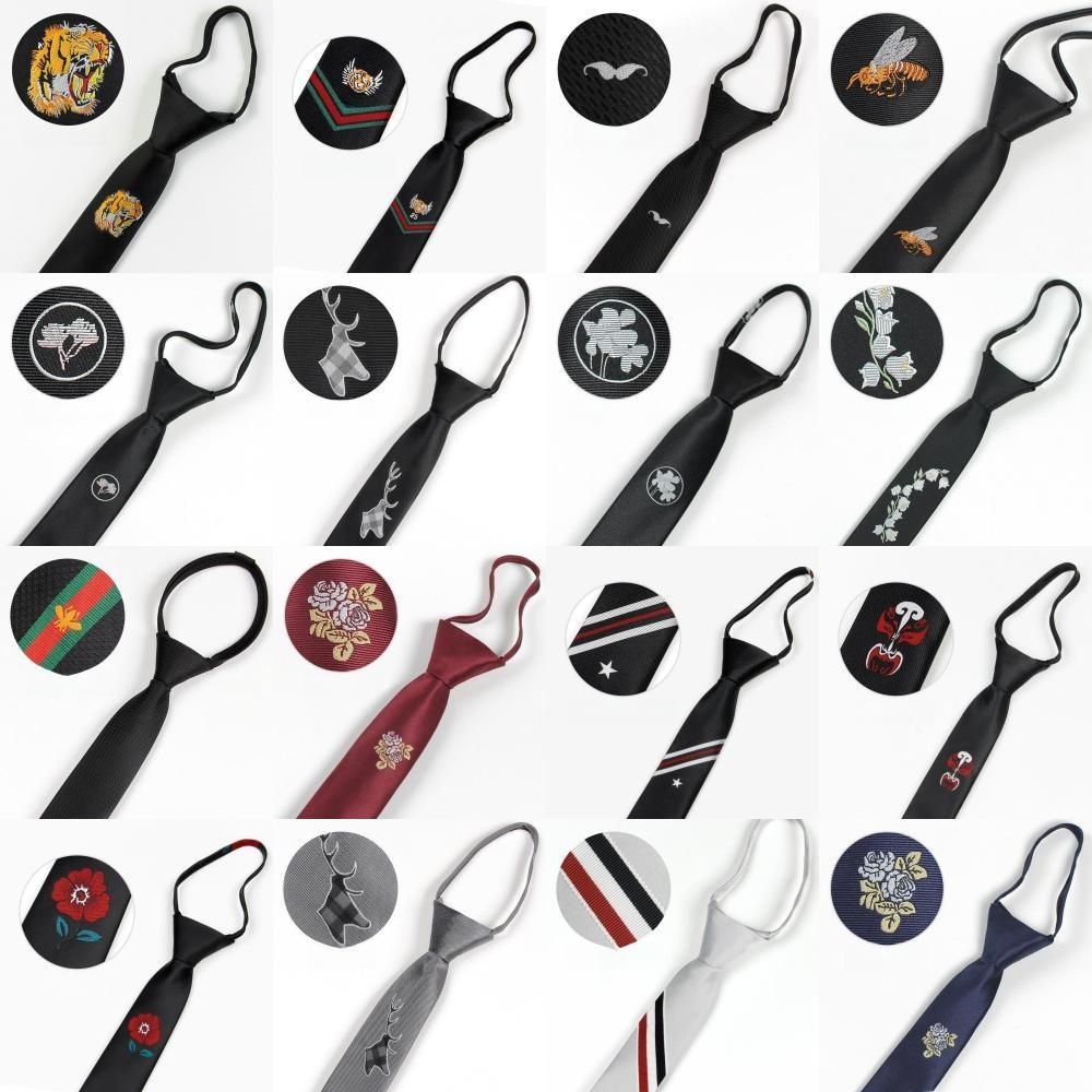 Вышитый галстук с тигром для детей из полосатой шерсти для школы или повседневной носки