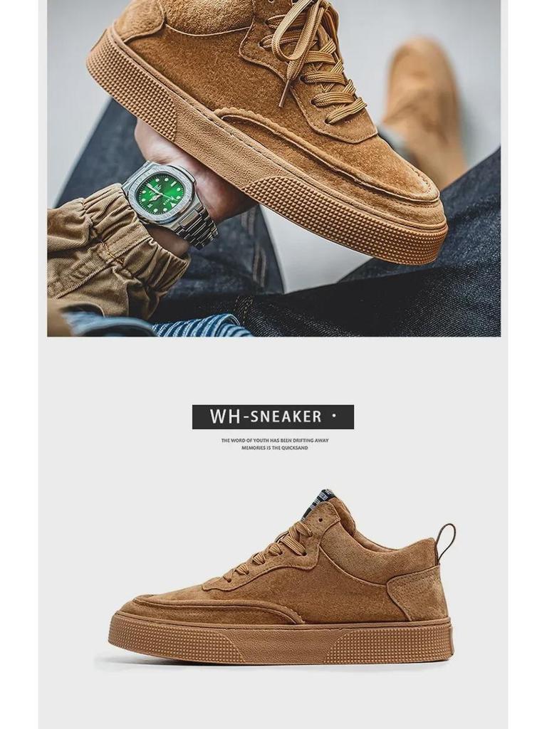 Men's Retro Low-Top Sneakers: Trendy Solid Color Casual Sports Shoes for Spring and Autumn