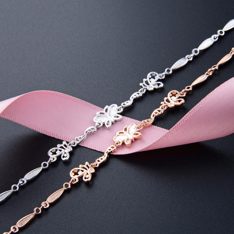 Lindon Women Zircon 925 Sterling Silver Jewelry Geometric Bead Chain Link Bracelet Fashion Fine Wedding Gift for Girlfriend