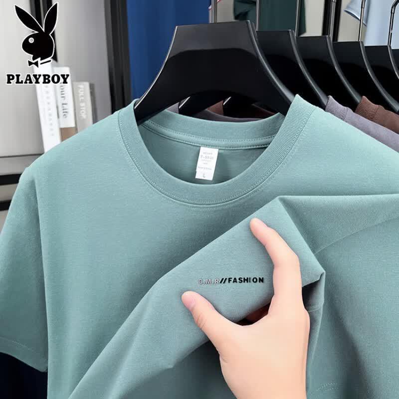 PLAYBOY Мужская футболка с коротким рукавом из чистого хлопка