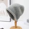 Simple solid color knitted hat for women, small face in autumn and winter, casual versatile wool hat, warm ear protection, stacked hat