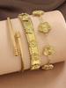 3pcs 18K Gold Plated 304 Stainless Steel Women's Clover Bracelet & Bangle Set, Minimalist Clover Jewelry Set, Layered Jewelry Set For Women,