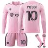 2324 Miami Long Sleeve Soccer Jersey Messi League Pink Home Kit With Socks