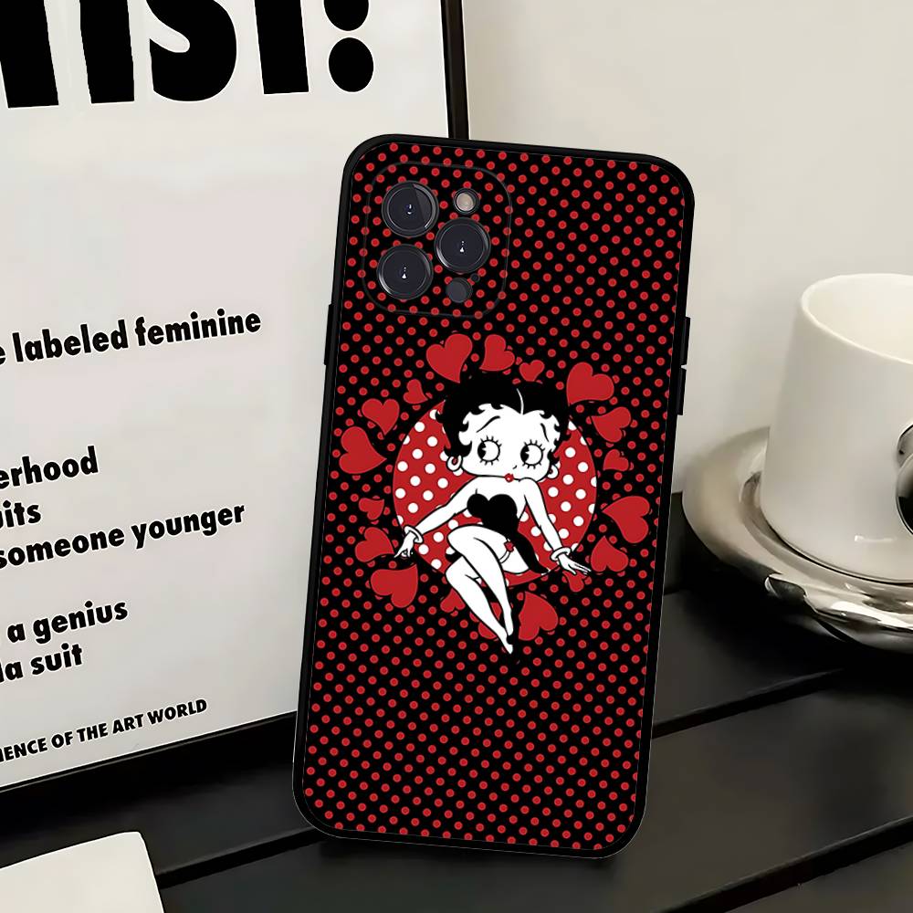 Cartoon B-Betty B-Boop Phone Case For IPhone 14 Plus 13 Mini 11 16 15 17 Pro Max Protection Shockproof