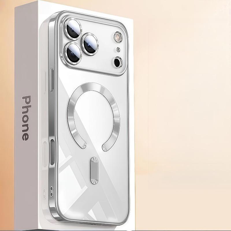 Camera Protection Clear Luxury Plating Cover Soft TPU Drop Protective with Magnetic Phone Case for IPhone17Pro Max/17Pro/Air/17