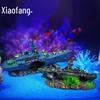Simulated Warship Aquarium Decoration: Resin Shipwreck & Rockery Fish Tank Hideout