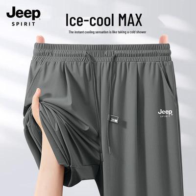 JEEP SPIRIT Мужские спортивные брюки из ледяного шелка, свободного прямого кроя