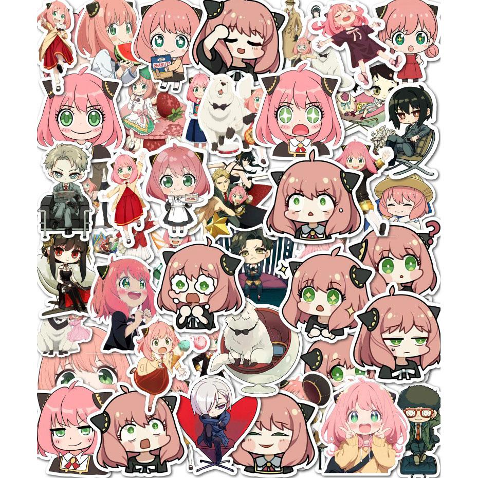 50Pcs Q-version Spy Game House Stickers SPY Anya Anime Japanese Cartoon Decorative Waterproof Mobile Phone Stickers for Children's Toys