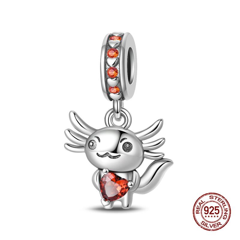 New In Original Charms Copper Sweet Pink Robot Charm Beads Fits 3Mm Original Bracelets For Womens Diy Fine Jewelry Gift