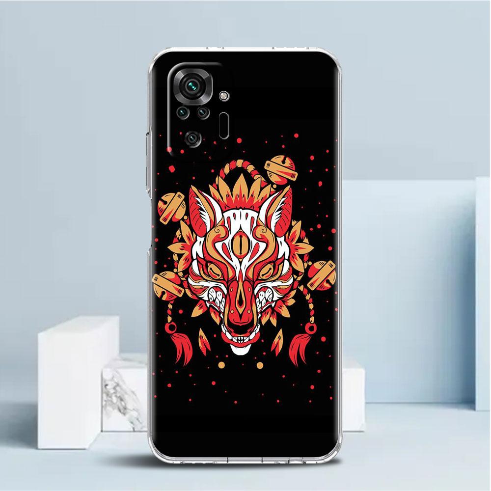 Чехол с маской самурая Они для Xiaomi Redmi Note 11 Pro 10 9 9S 8 8T 7 9A 9C 9T 10 10C K40, прозрачный мягкий чехол из ТПУ