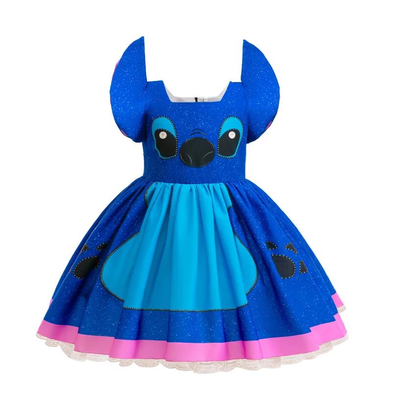 Girl's Cartoon Stitch Lilo Movie Dress Cosplay Costume Stage Performance Halloween Carnival Party Children's Dress Up Clothes