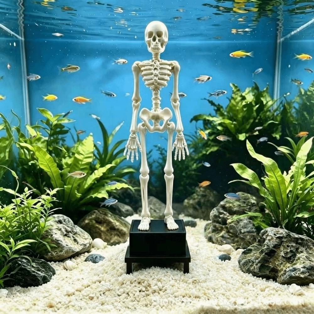 3D-печатный танцующий скелет, аквариумный аэратор, готическая пластиковая качающаяся статуэтка скелета, реалистичная, с воздушным шлангом, украшение в виде черепа