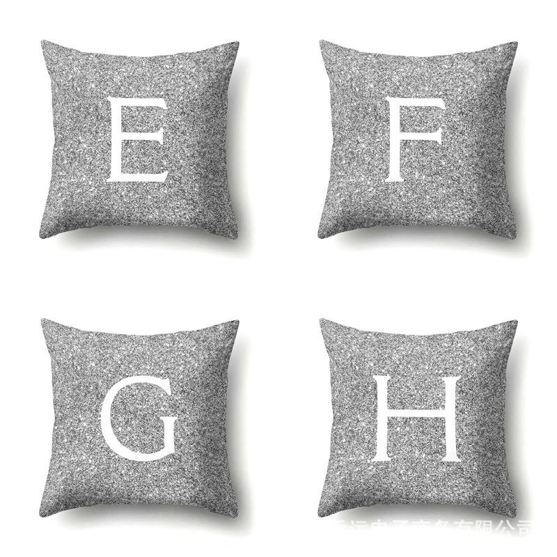 Полиэстеровая наволочка Автомобильная декорация Дом 26 английских букв Серая в горошек Принт Диванная наволочка для подушки