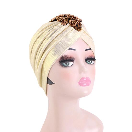 Женская шляпа-цилиндр с ромбовидным декором из стразов, плиссированный тюрбан, шляпа, украшенная золотым покрытием, головной убор с эластичной конструкцией