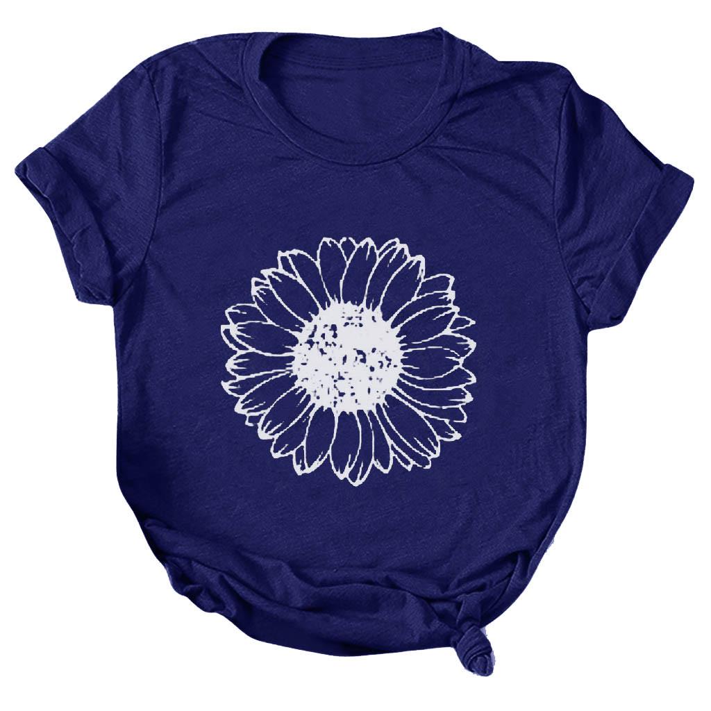 Женская повседневная свободная футболка с короткими рукавами и блузкой с принтом, топы