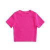 American Retro Solid Color Round Neck Elastic Crop Top Tee