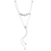Yhpup Delicate Cubic Zirconia Double-Layer Chain Drop Tassel Luxury Necklace for Women Stainless Steel Exquisite Jewelry Gift