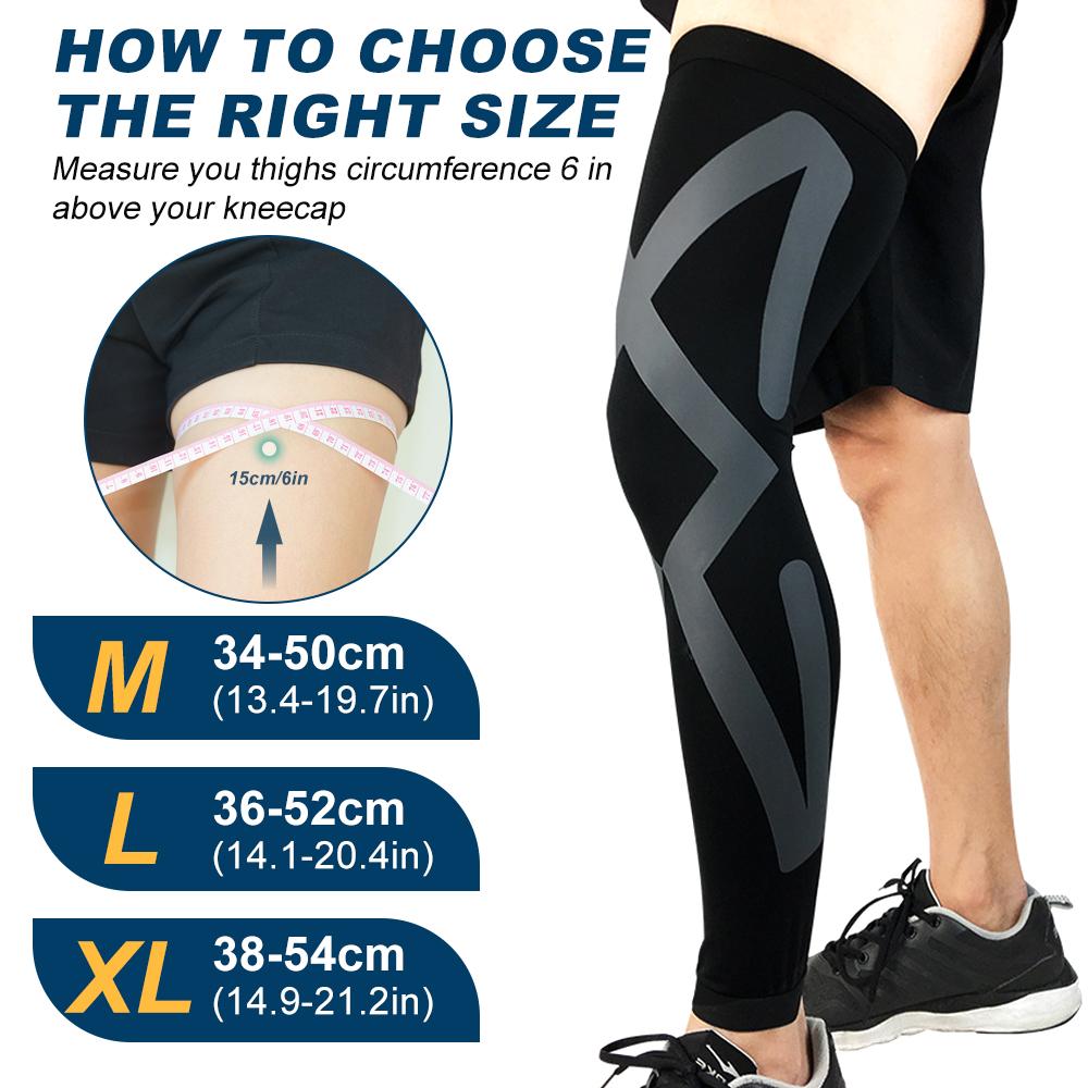 1Pcs Compression Leg Sleeves, Leg Knee Long Sleeves Knee Support for Football Baseball Running Cycling Fitness
