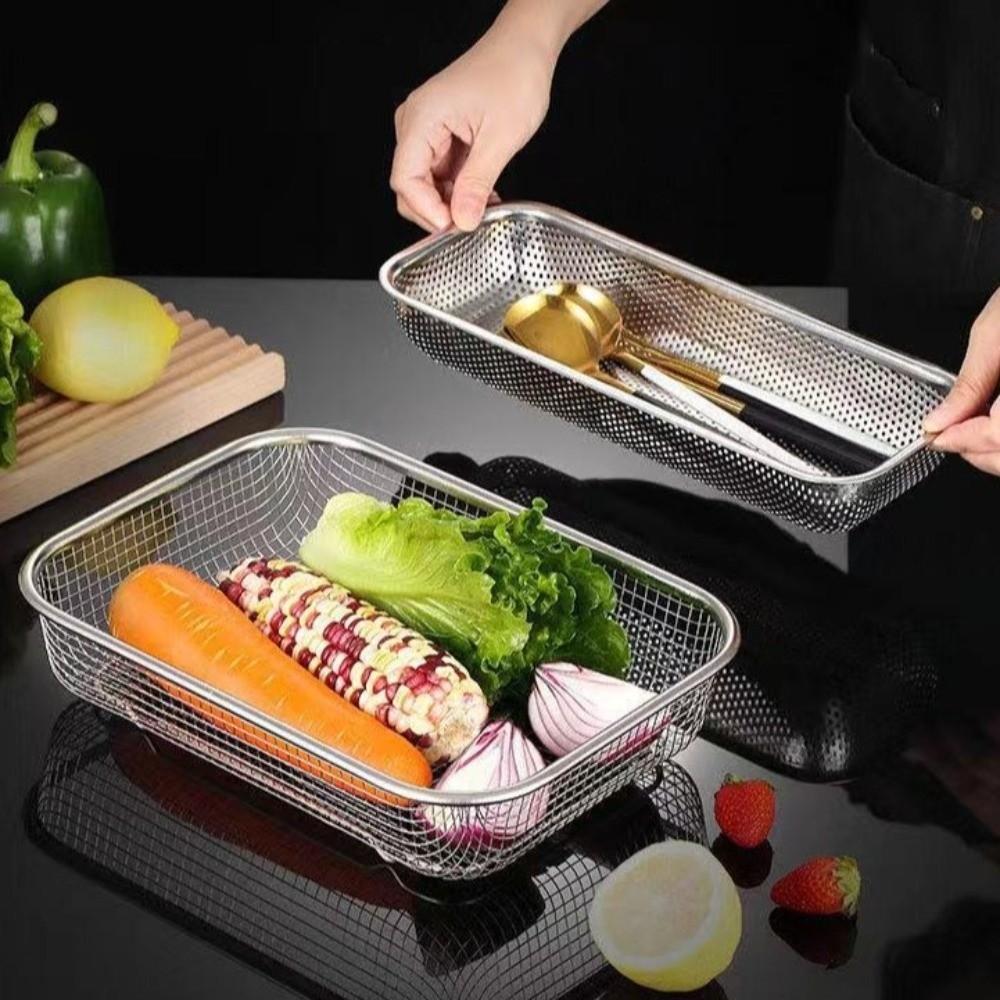 Stainless Steel Mesh Drain Basket Mesh Filtering Vegetable Washing Basin  Vegetable Washing