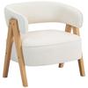 Moderner Upholstered Armchair Fleece Cover Accent Chair Armrest Chair With Wooden Legs Metal Frame White