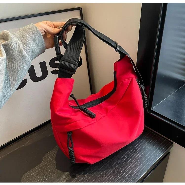 Повседневная сумка через плечо с нейлоновой молнией, прошитая строчкой, женская сумка через плечо, большая вместимость, высокое качество, универсальная