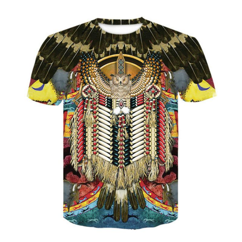 Bohemian Style Polyester T-shirt Men's 3D Stretch T-shirt Indian Design Couple Streetwear Fashion Apparel