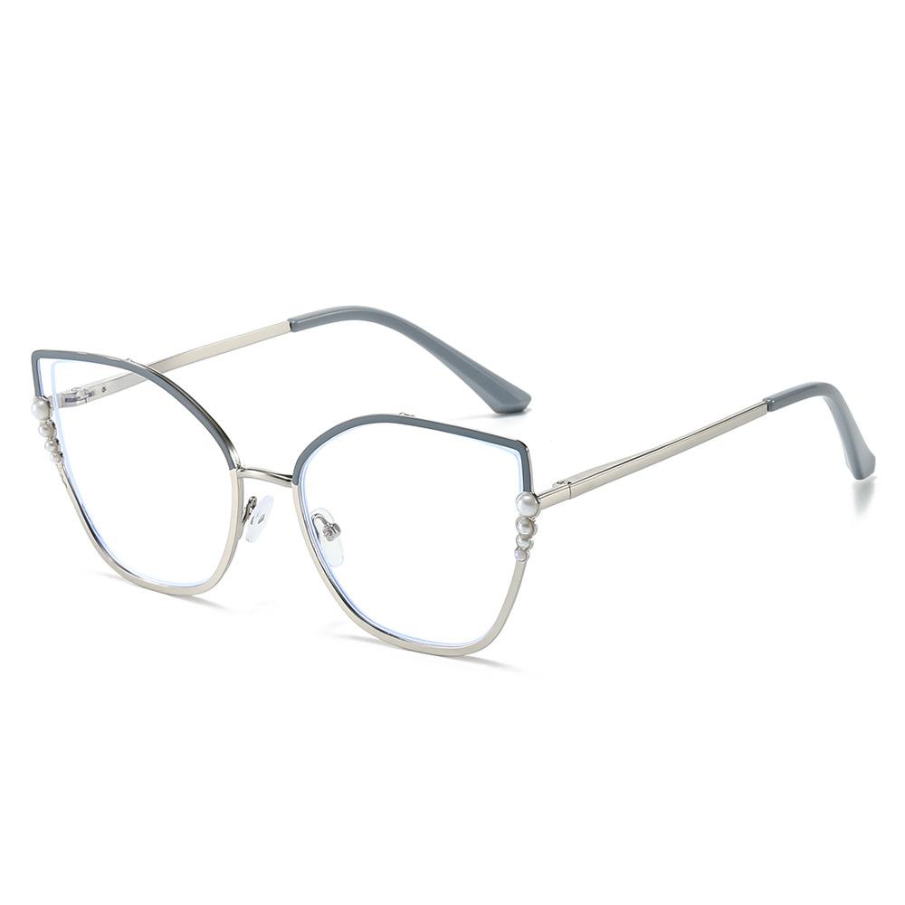 Personalized glasses frame, European and American women's stainless steel glasses frame, myopia anti-blue light flat light cat eye glasses frame