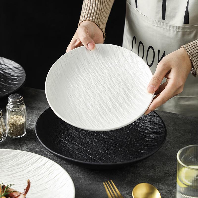 Qinkai Nordic Stone Pattern Ceramic Deep Dinner Plate