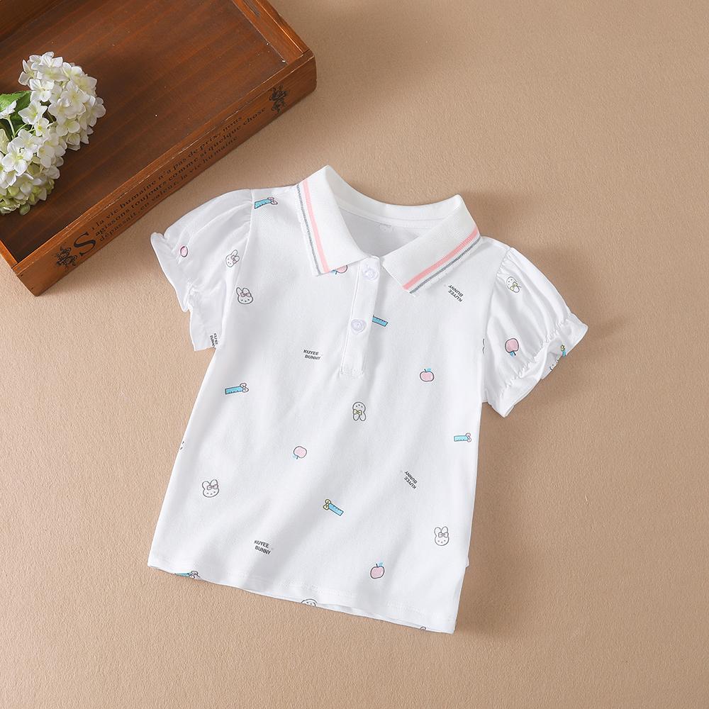 Baby Girls Summer Shirt 2024 New Kids Cotton Short Sleeved Clothes Kids Polo T-shirt Baby Turn-Down Collar Clothes