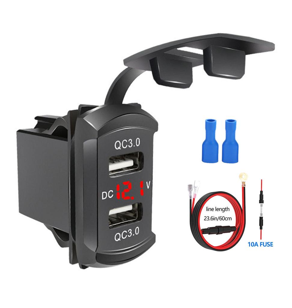 12/24 В двойной USB QC3.0 автомобильное зарядное устройство 4.2A дисплей напряжения с проводкой водонепроницаемые порты автомобильное зарядное устройство для телефона адаптер для iPhone Xiaomi