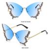 Y2K Eyewear Butterfly Sunglasses Bling Sun Glasses Purple Sunglasses for Women Ladies Shades
