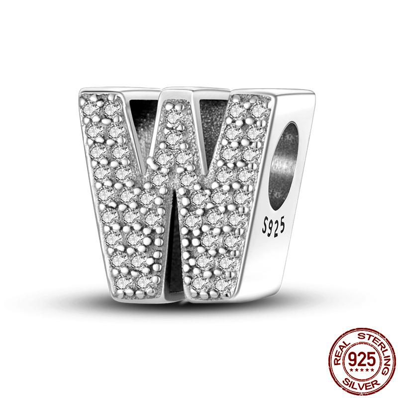 Silver 925 Charms Original Fit Original Bracele Silver Classic 26 Letters Beads Diy Charm For Women Jewelry