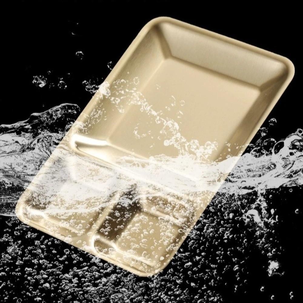 Stainless Steel Divided Dinner Tray Thickened Divided Dip Bowls Sauce Plate Snack Tray Tableware