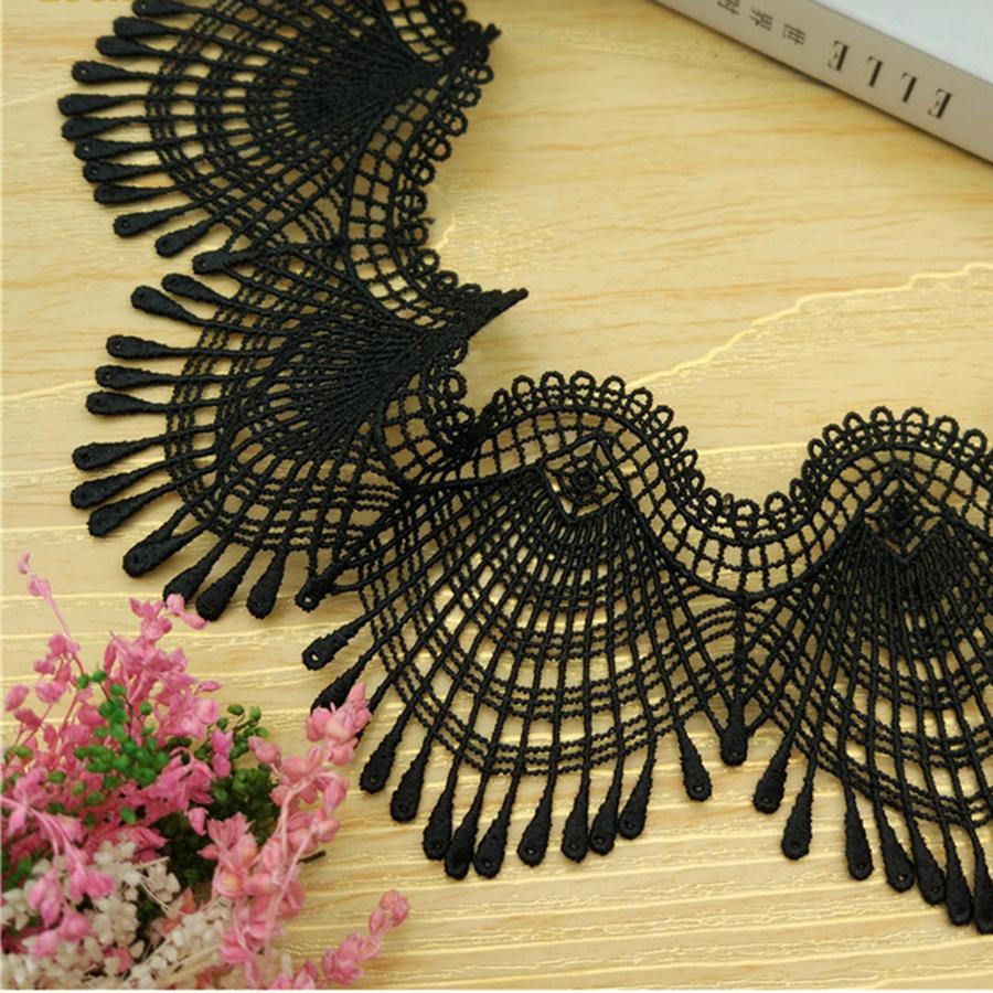 1 ярд/91см Черный Белый Ракушки Волны Вышитое Кружево Отделка Лента Ткань Шитье Рукоделие Пэчворк Ручная работа Декор 7СМ Шириной