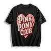 Винтажная розовая футболка с принтом сердца Pony Club Y2K Повседневный свободный топ с круглым вырезом с коротким рукавом Хлопковая футболка