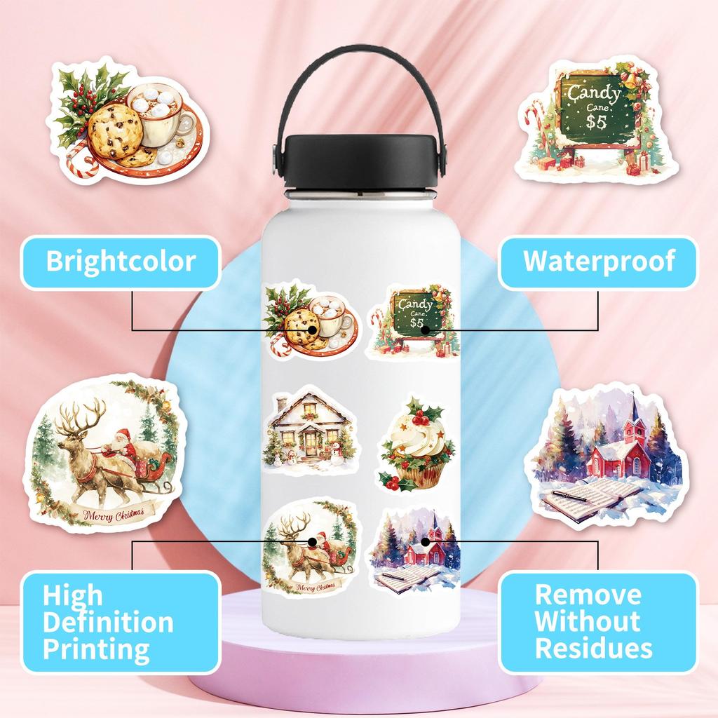 50 шт. Рождественские наклейки для продажи компьютерных книжек, мобильных телефонов, чехлов, багажа, рождественских подарков, наклеек