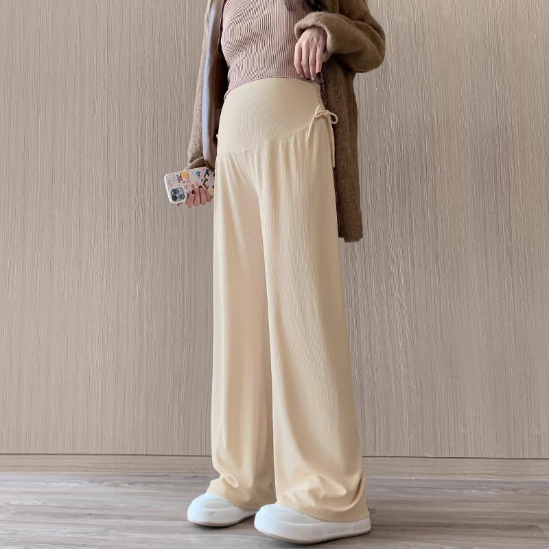 Повседневные брюки для беременных на лето, тонкие модели для носки, универсальные, мешковатые, свободные и не тянущиеся, для живота, женские брюки, прямые брюки с широкими штанинами