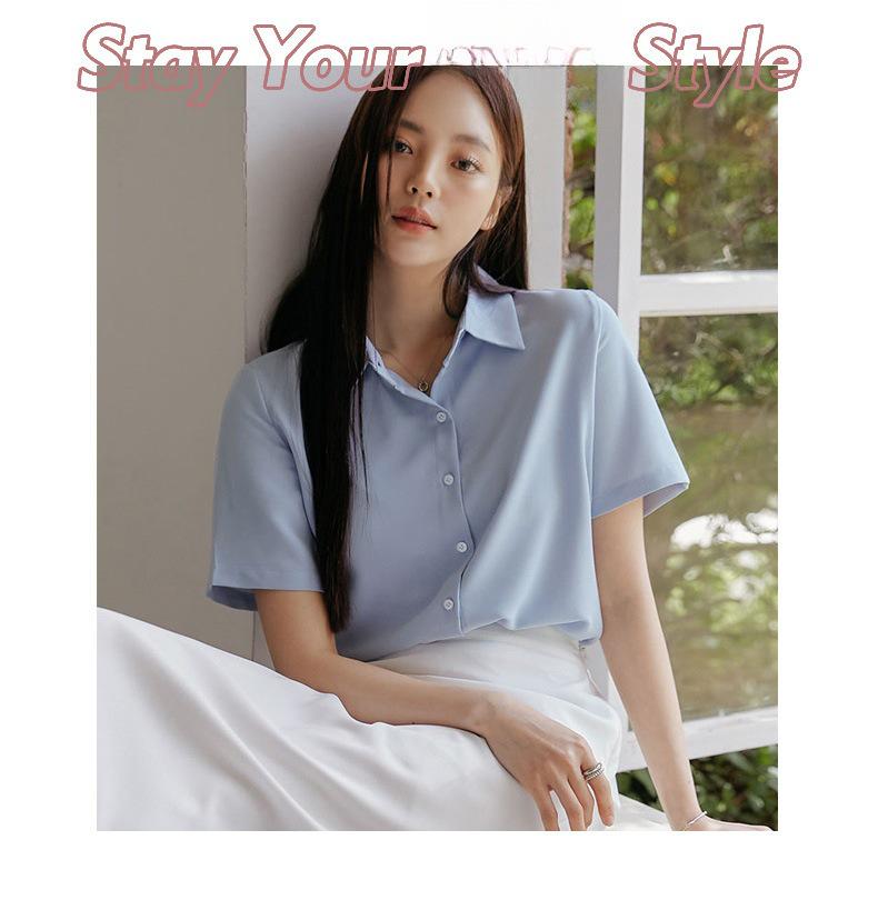 Женская облегающая однотонная летняя блузка с французской драпировкой