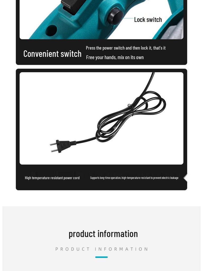 Ручной электрический миксер высокой мощности для бетона, цемента, штукатурки, краски и шпатлевки