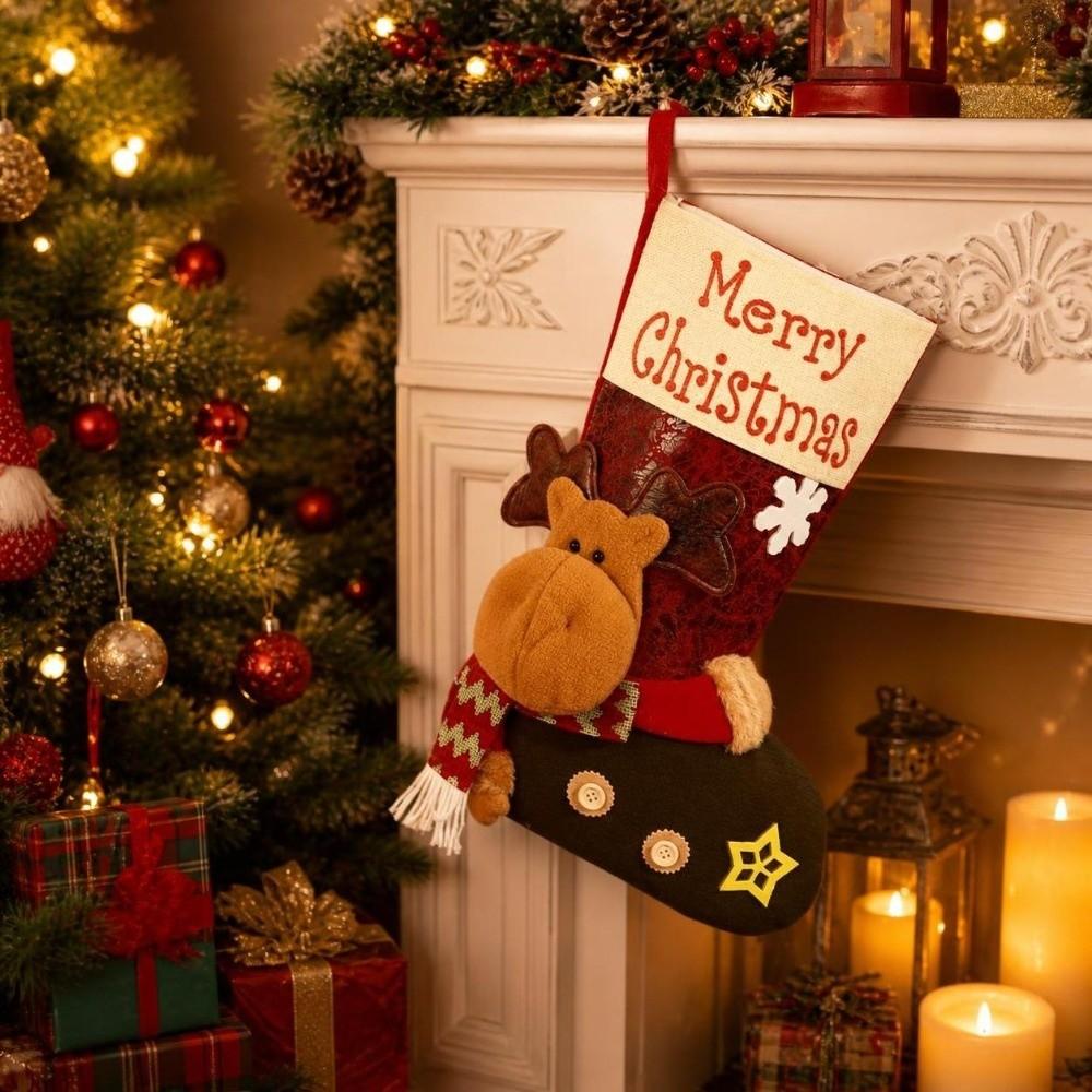 Elk Christmas Stockings Santa Claus Candy Bag Christmas Decoration Santa Gift Pocket New Year