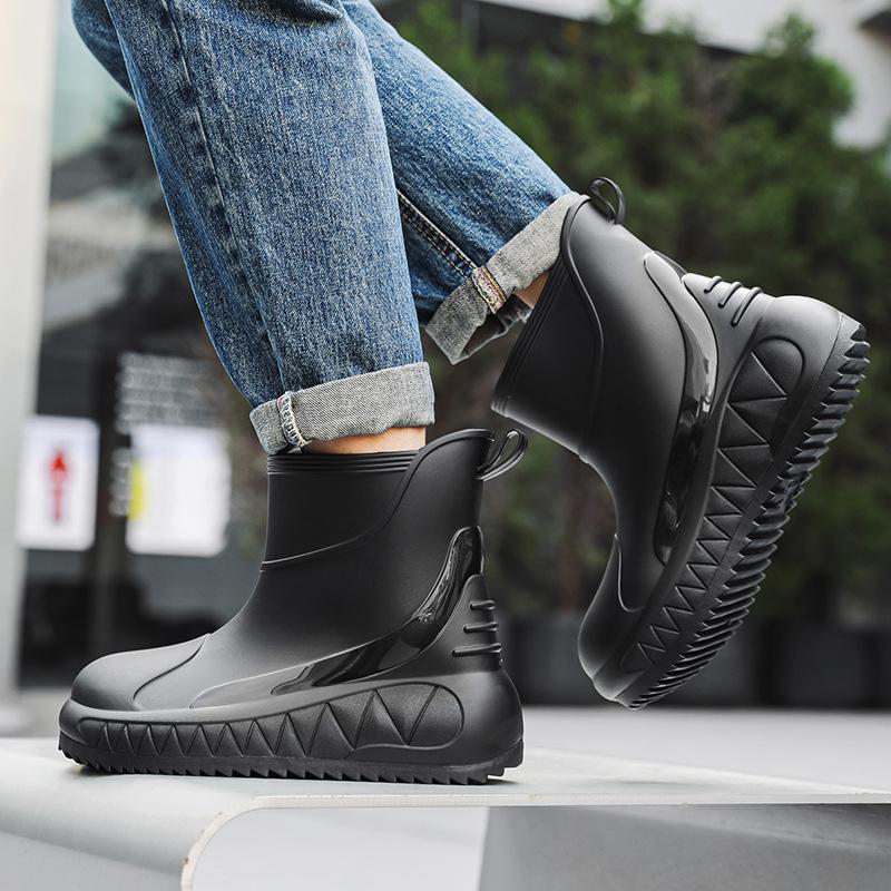 Модная дождевая обувь мужская короткая труба верхняя одежда мягкая подошва водонепроницаемая обувь для рыбалки на открытом воздухе нескользящие кухонные резиновые сапоги обувь для автомойки